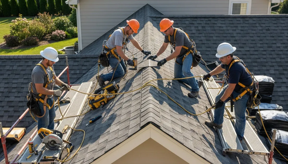 Houston, TX roofing and siding repair team from FX Remodeling & Exteriors on a service call
